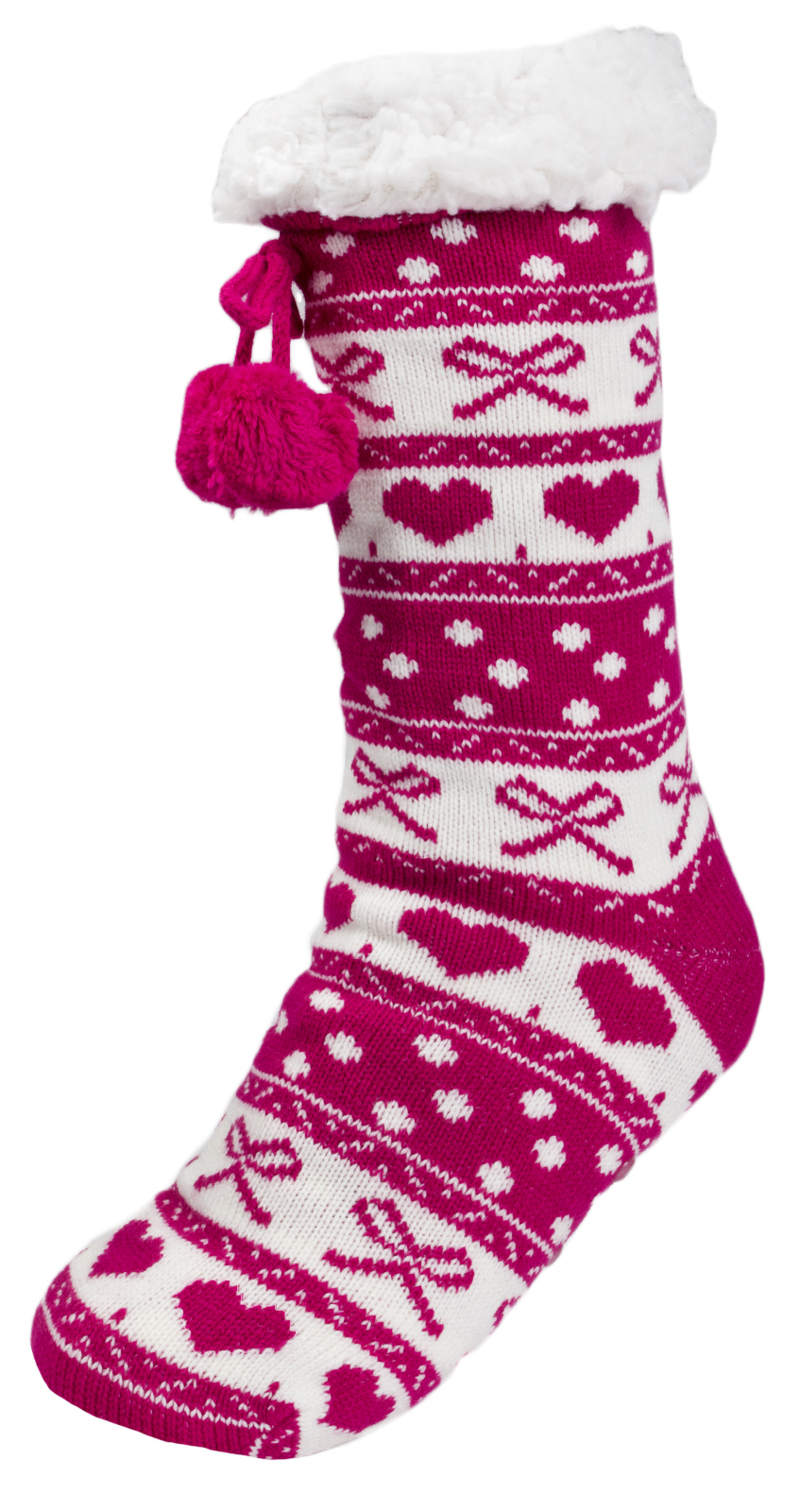 Womens Fleece Fur Lined Slipper Socks Thermal Girls Non Slip Slippers